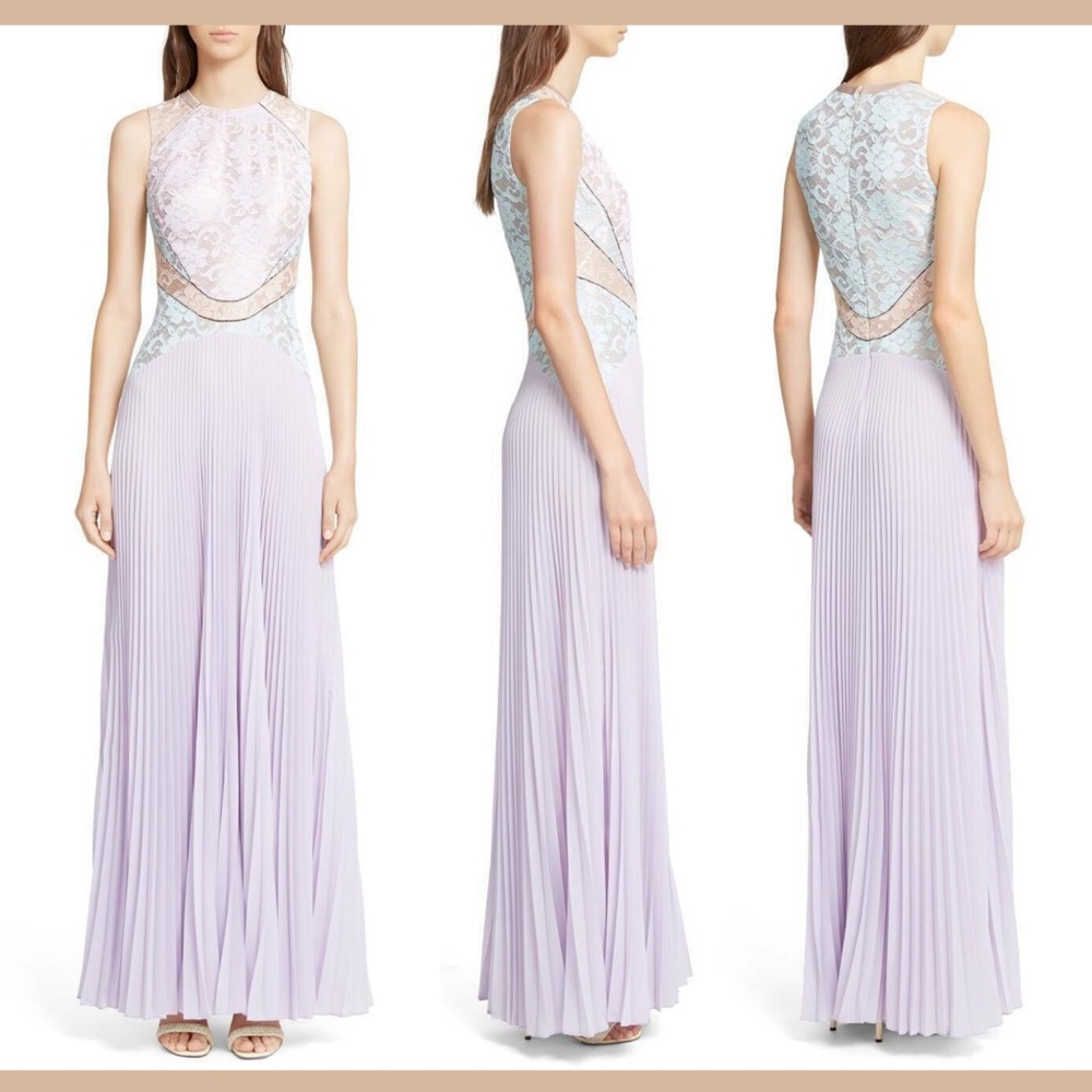 NWT $2095 Christopher Kane Lace‎ Bodice Pleated Gown [SZ  6 US ]